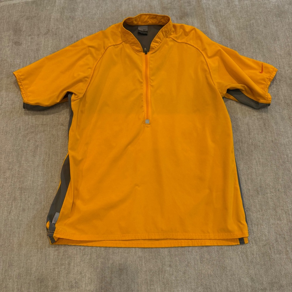 Nike Dri Fit Mens Athletic Running Cycling Shirt Size M Orange Gray Short Sleeve - Picture 2 of 8